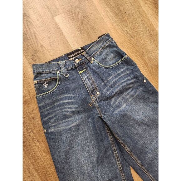 Rocawear wide-leg embroidered womens 14 (28x28) med wash Y2K embroidered - Picture 9 of 9